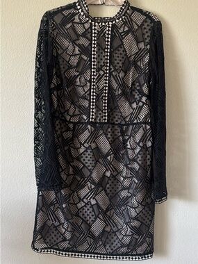 Gianni Bini Black Lace Backless Dress with Nude Lining